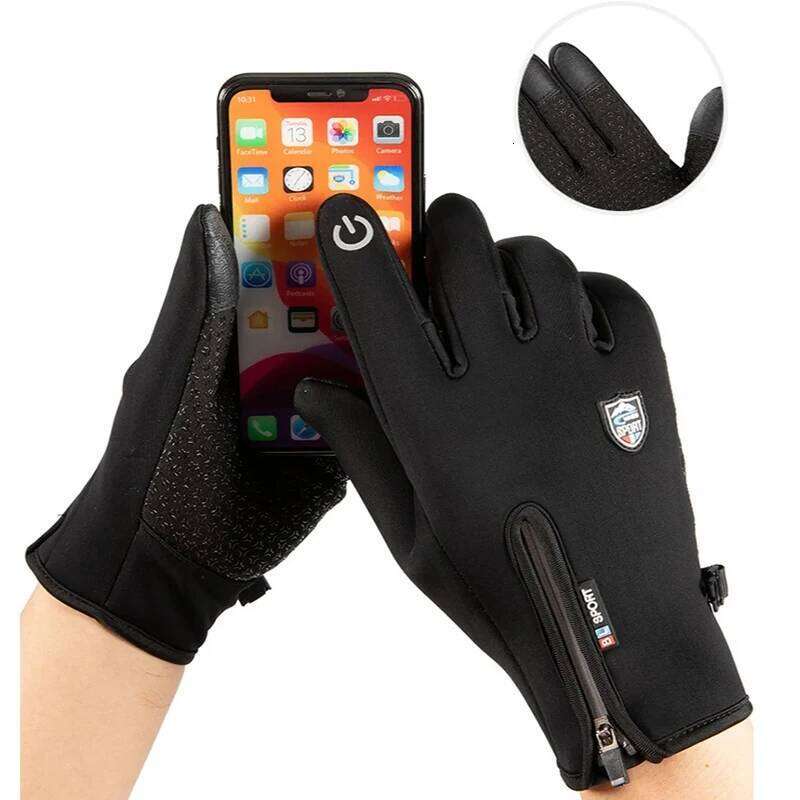 Winter For Men Waterproof Windproof Cold Cycling Gloves Snowboard Motorcycle Riding Driving Warm Touchscreen Zipper Glove XJ260202