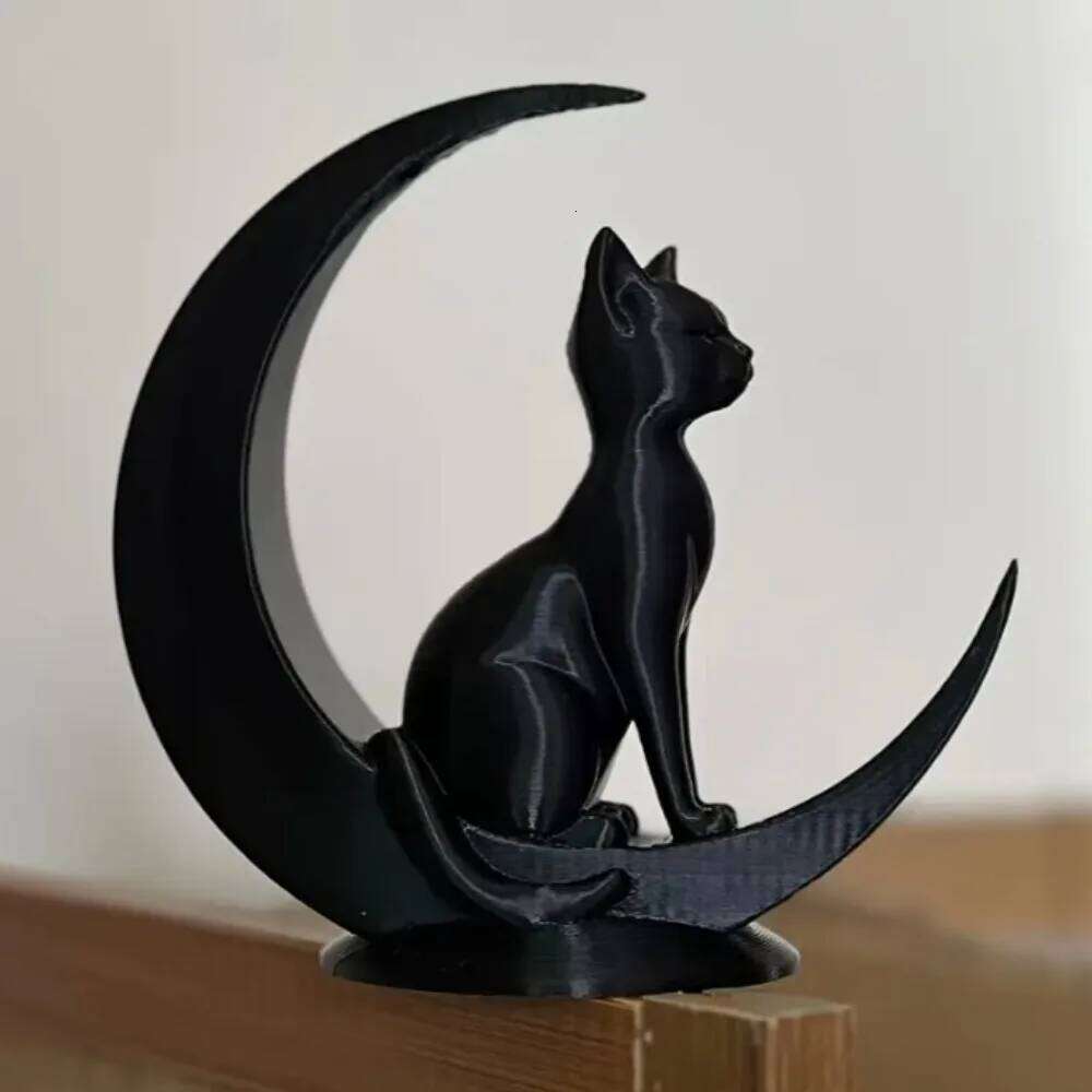 3D Printed Creative Toy Ornaments Moon Decorative Cute Cat Desktop Decoration Crafts Party Home Decor Y260202