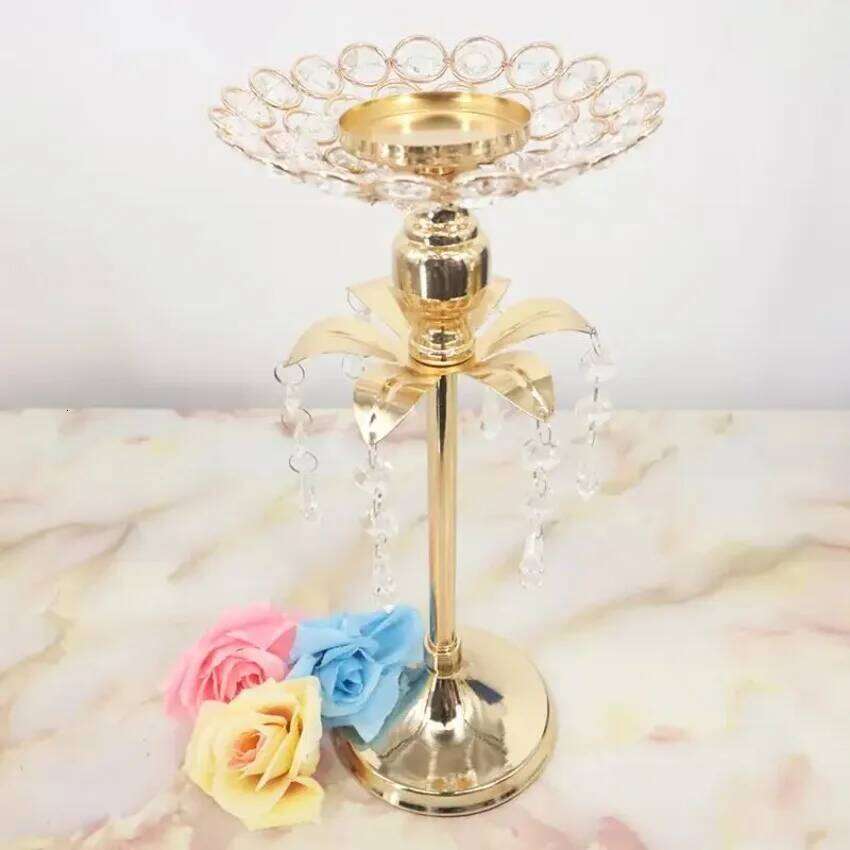 20-30CM Gold Crystal Candle Wedding Decoration Table Centerpieces Candelabra Birthday Party Flower Vase Holder Home Decor Y260131
