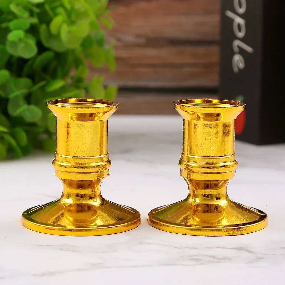 2/4pcs new standard plastic candle holders equipped with electronic candles for wedding, dinner, and party decoration tools Y260131