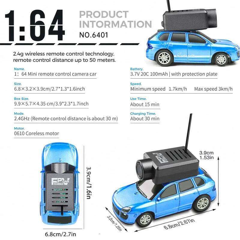 WLtoys 6401 1:64 Mini Car 2.4G Remote Control with 720P FPV Camera & WiFi APP, 2025 New RC Racing Toy Gift for Boys Girls Y260131