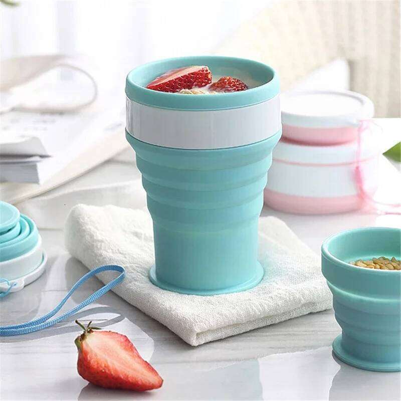 100/200/350ml Folding Silicone Cup Coffee Mugs Travel Collapsible Portable Handcup Retractable Food Grade Foldable Water Z260202