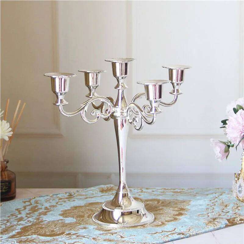 Metal Candelabra Ornament Elegant Candle Stick Wedding Christmas Party Home Dining Table Decoration Gold/Silver Y260131