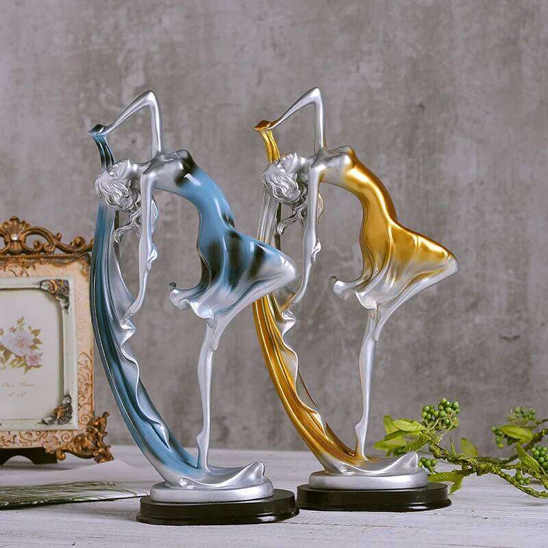 Dancing Girl Figure Statue Modern Ballet Sculptures Resin Crafts Home Decor Desktop Ornament Elegant Gift Y260202
