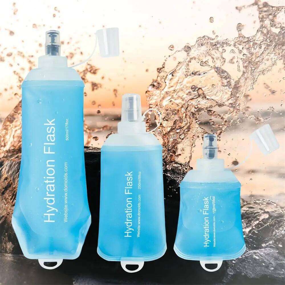 Ultralight TPU Folding Soft Flask Blue Collapsible Bottle Water Bag Hydration Pack 500ML 250ML 150ML Z260202