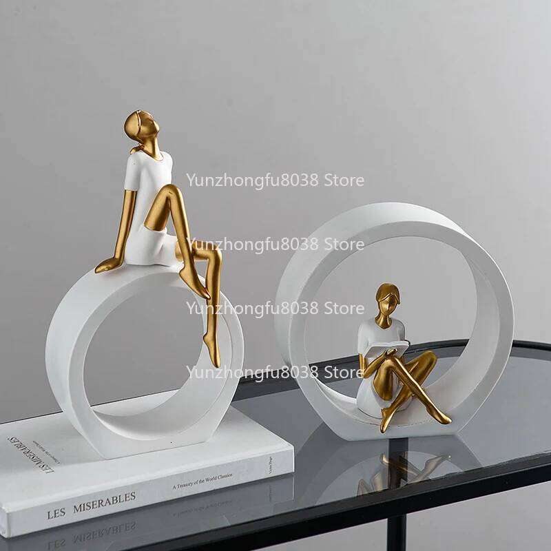Home Decoration Reading Luxury Living Room Dining Table Ornament Resin Crafts Abstract Statue Office Desktop Accessories Y260202
