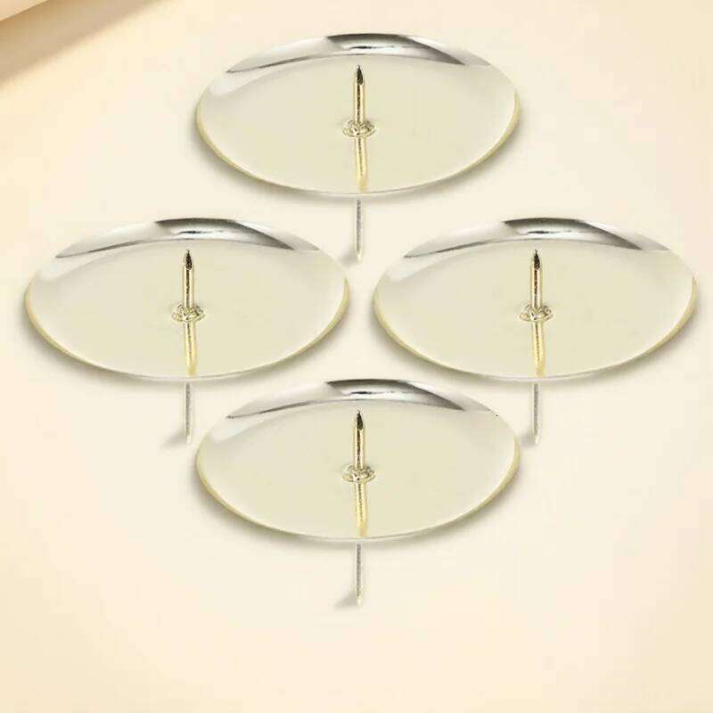4pcs Candlestick Holders Holder Golden 6cm Pillar Plate Fixing Tea Light Stand Home Decoration Y260131