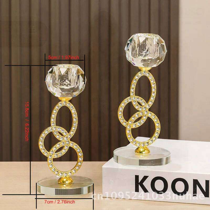 2-Piece Metal Candlestick Set - Gold/Silver Romantic Atmosphere Create Home Decorations Crystal Ornaments Y260131