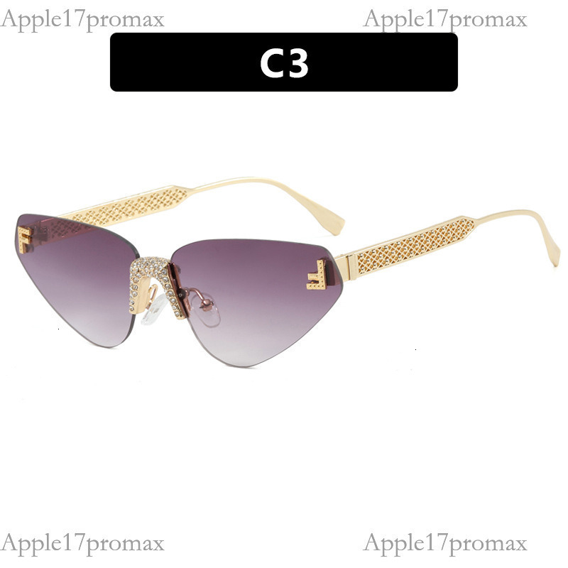 Luxury Brand Designer Kedun Letter F Frameless Diamond Triangle Cat Eye Sunglasses 2026 New Fashion Sunglasses European And American Street Style