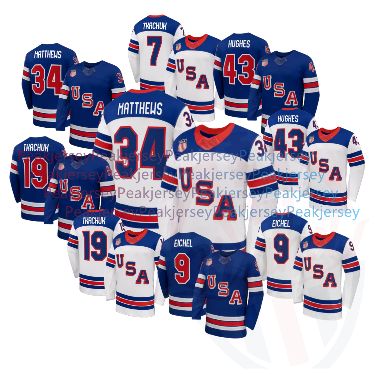 Custom Team Name USA 2026 national Hockey Jerseys Matthew Tkachuk Matthew Jake Guentzel Brady Tkachuk Jack Hughes Adam Fox Hellebuyck Quinn Hughes In Stock shxinet