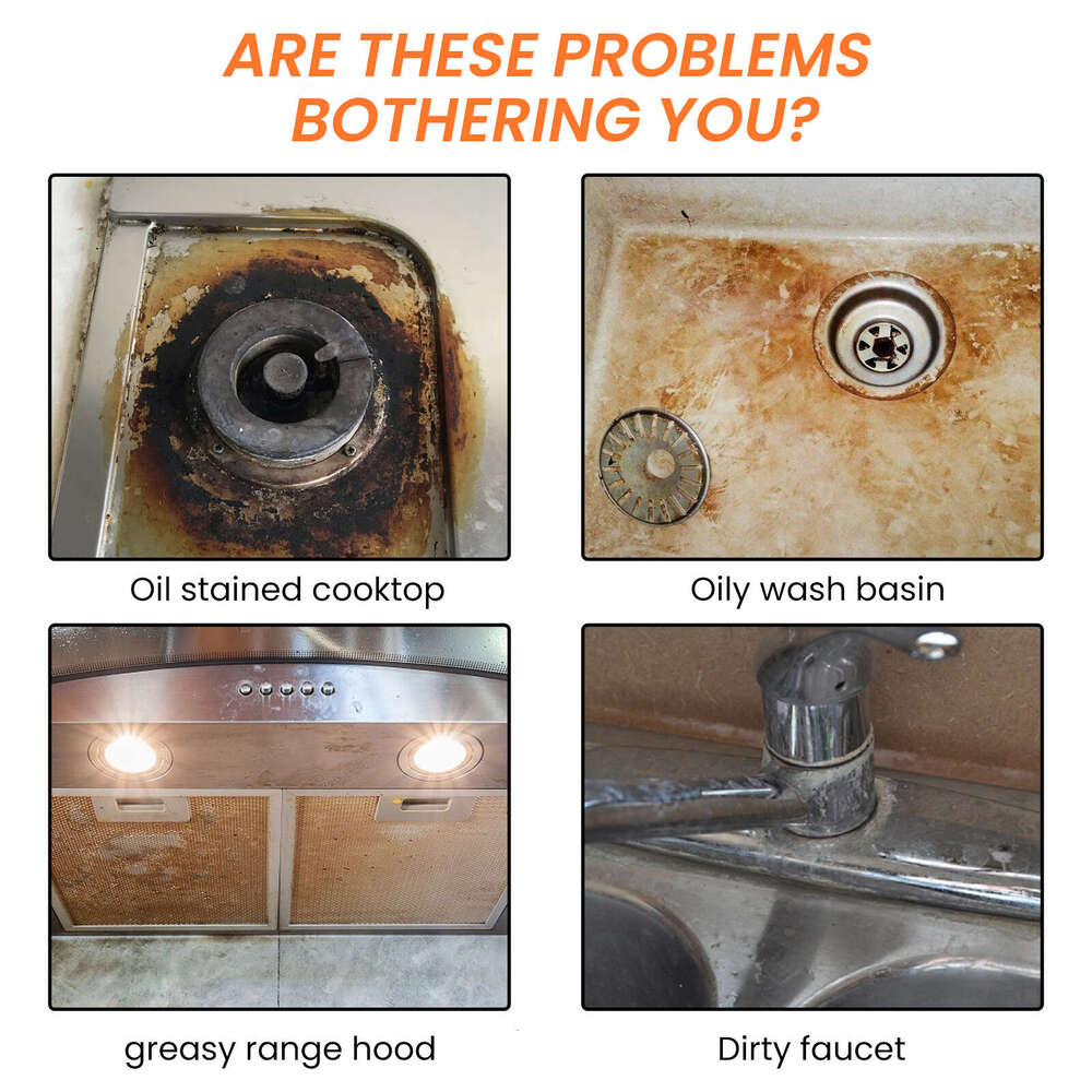 Jue-Fish Kitchen Grease Cleaner Household Range Hood Stove Sink Oil Stain Remover S260202