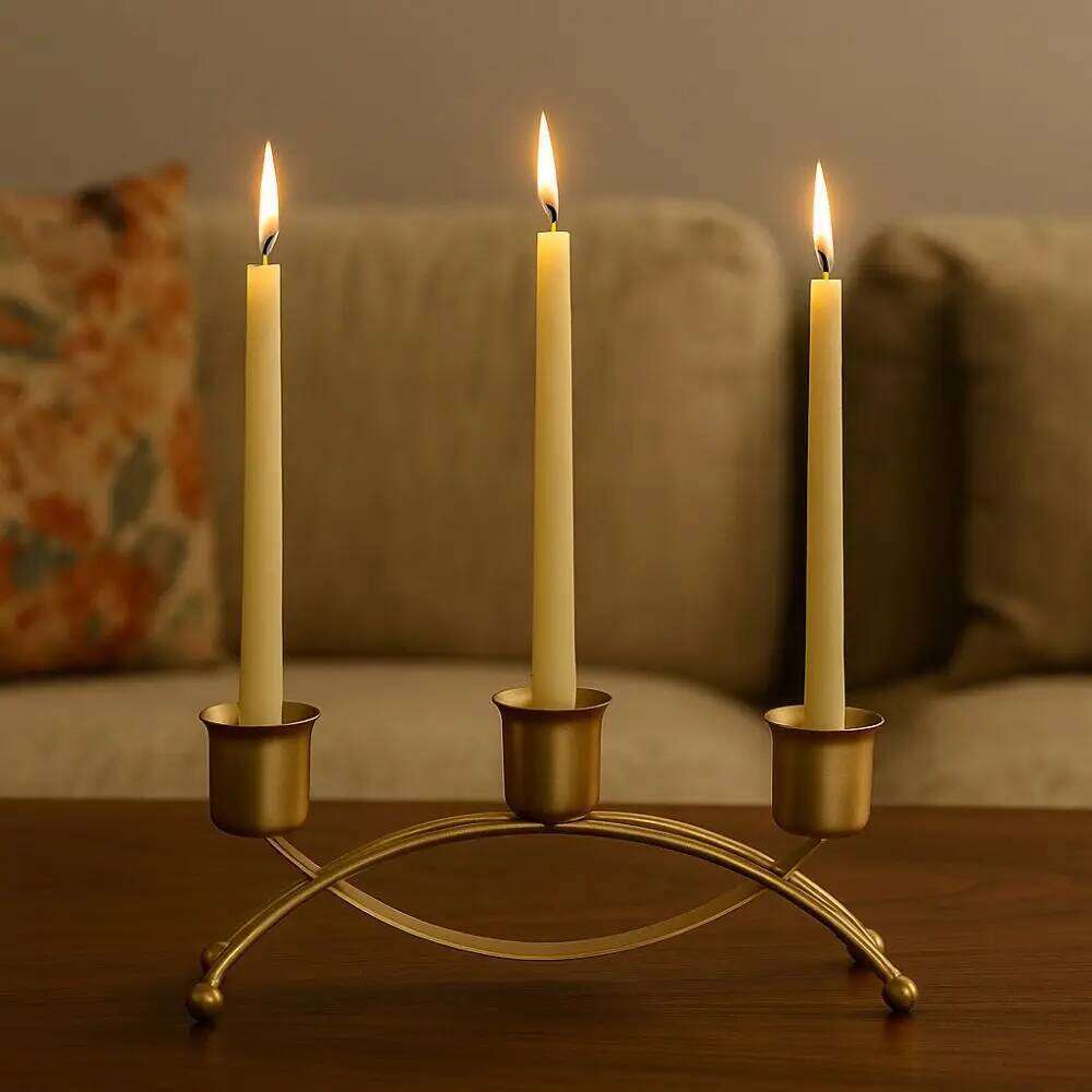 Minimalist European Style 3 Arms Holder Metal Three Head Iron Candleholder Decorative Candle Containers Christmas Decor Y260131