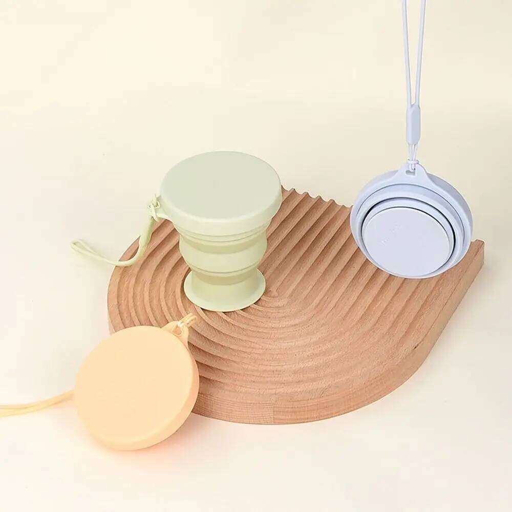 Portable 200ML Foldable Water Silicone Handheld Mini Retractable with Lid Travel Collapsible Cup Camping Cutlery Z260202