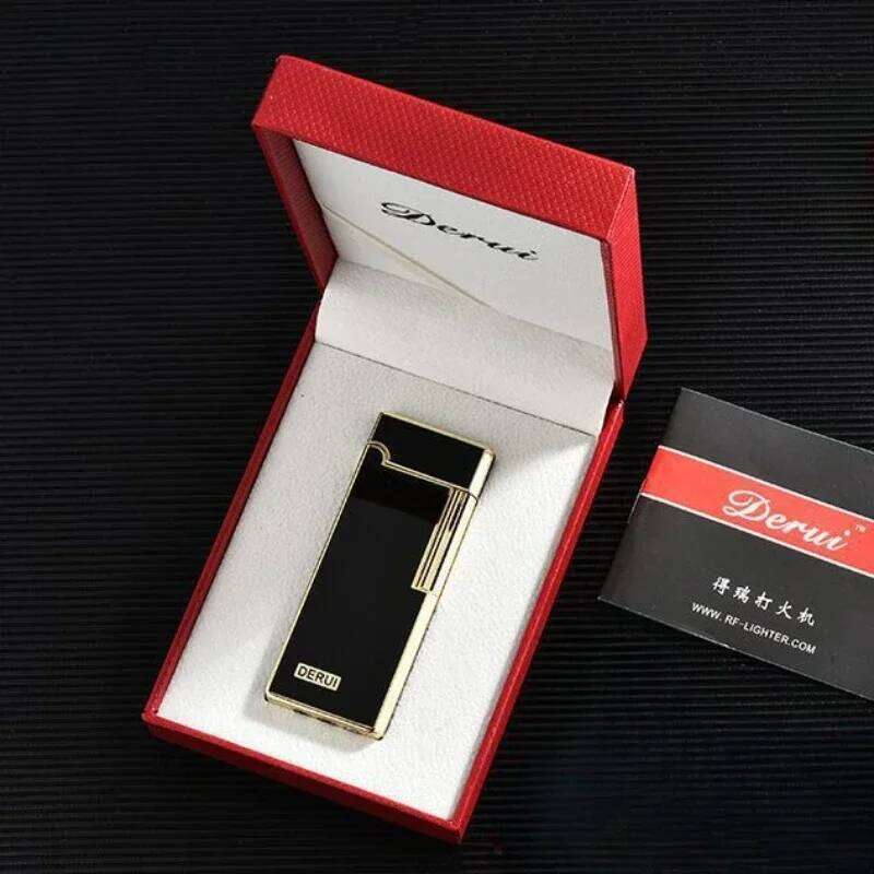 Rectangular Compact Deli Side Pulley Inflatable Lighter, Ultra-Thin Grinding Wheel, Men's Gift, Various Selection W260202