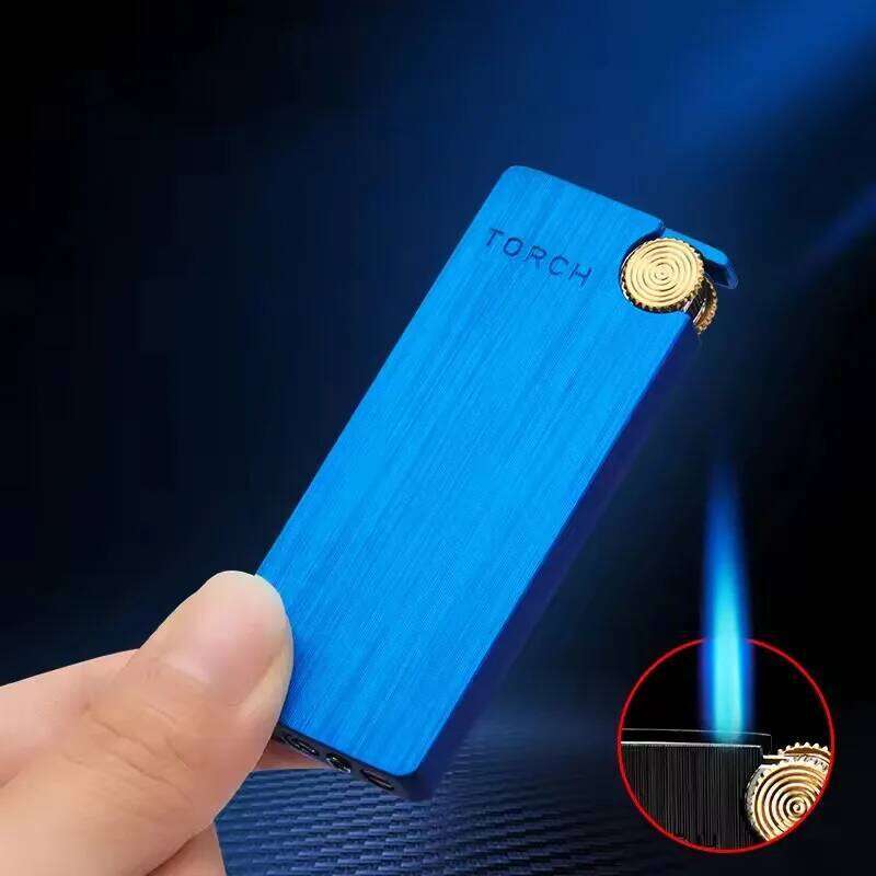 Windproof Torch Grinding Wheel Cigar Spray Gun Portable Lighter Kitchen Outdoor Blue Flame Smoking Gadgets Men's Gift W260202