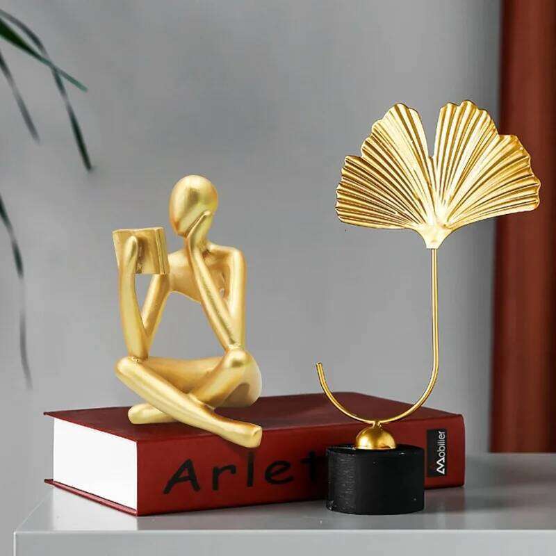 New Creative Abstract Reading Thinker Resin Figurine - Modern Minimalist Home Decor for Living Room Showflat Premium Y260202