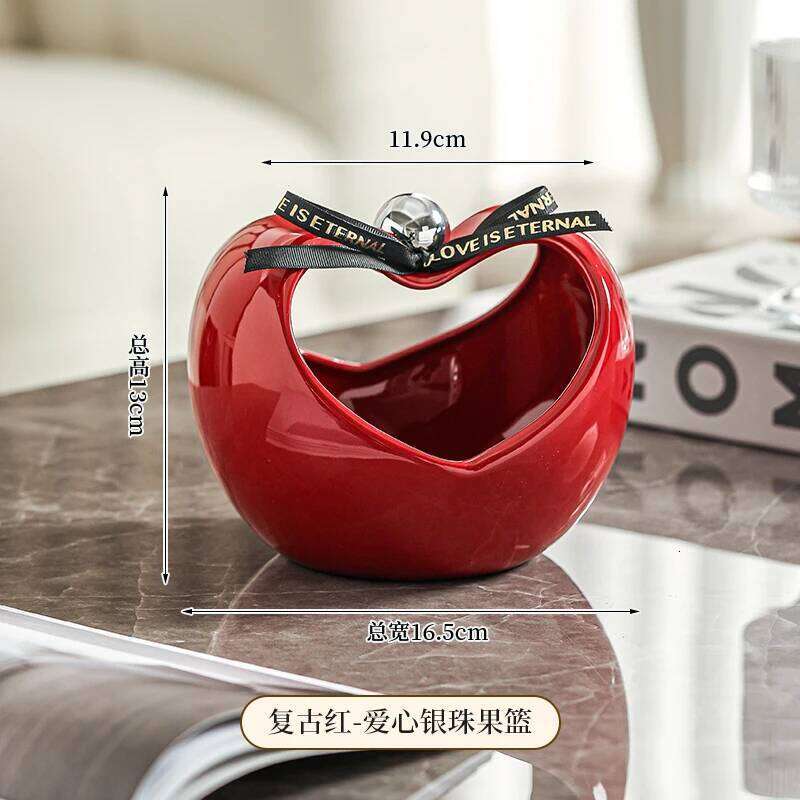 Creative Three-dimensional Ceramic Storage Tray Countertop Ornament Modern Delicate Apple Shape Fruit Plate Decor Y260202