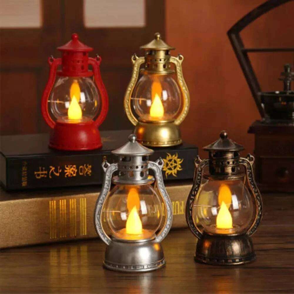 Antique Candlestick Resin Candle Accessory Glass Cover Lantern Candelabra Retro Kerosene Lamp Nostalgic Candlesticks Home Decor Y260131