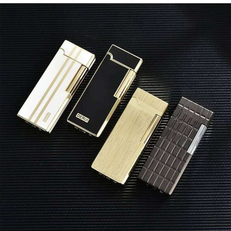 Rectangular Compact Deli Side Pulley Inflatable Lighter, Ultra-Thin Grinding Wheel, Men's Gift, Various Selection W260202