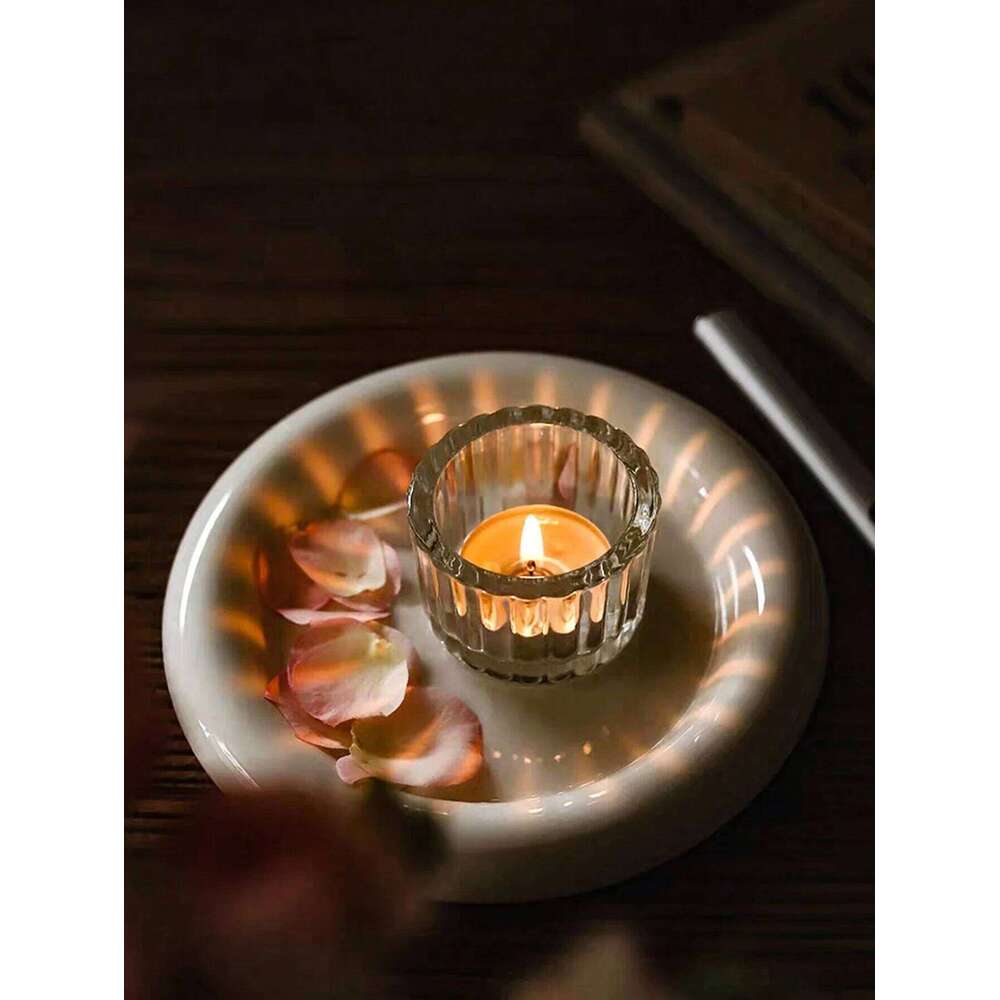 2 Pcs Glass Tealight Candle Holder Small Clear Mini Candlestick Table Centerpiece Home Decorations for Wedding Festival Birthday Y260131