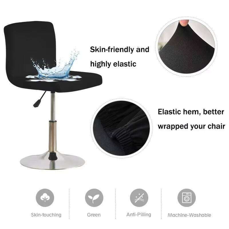 Waterproof Bar Stool Short Back Office Rotating Lift Chair Slipcover Elastic Seat Cover for Hotel Banquet Dining 26Y0202