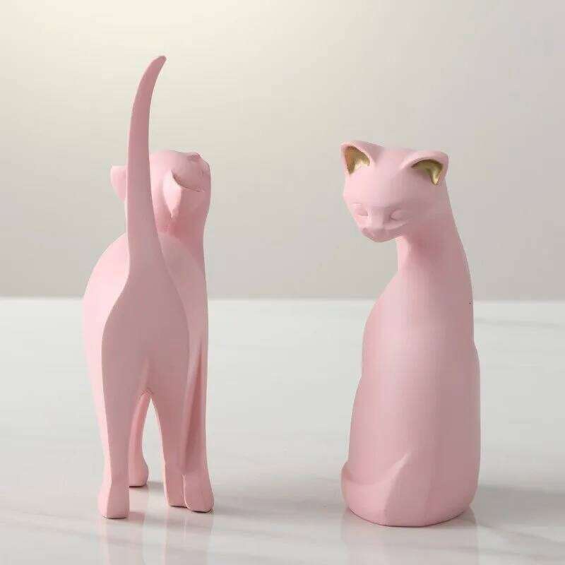 Resin Couples Cat Statues for Decorations Animal Figurine European Creative Wedding Gift Decorative Home Decor Sculpture Y260202
