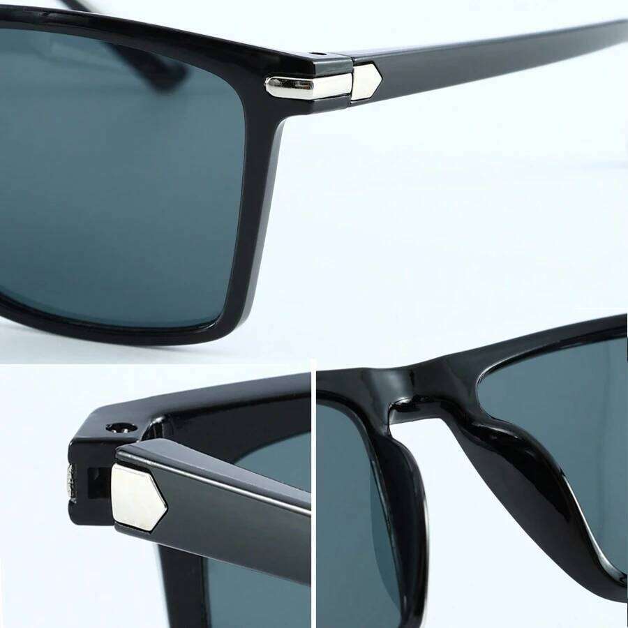 2025 New Classic Black Square Sunglasses Men Fashion Mirror Blue Sun Glasses Unisex Vintage Anti Glare Driving Shades UV400 H260202