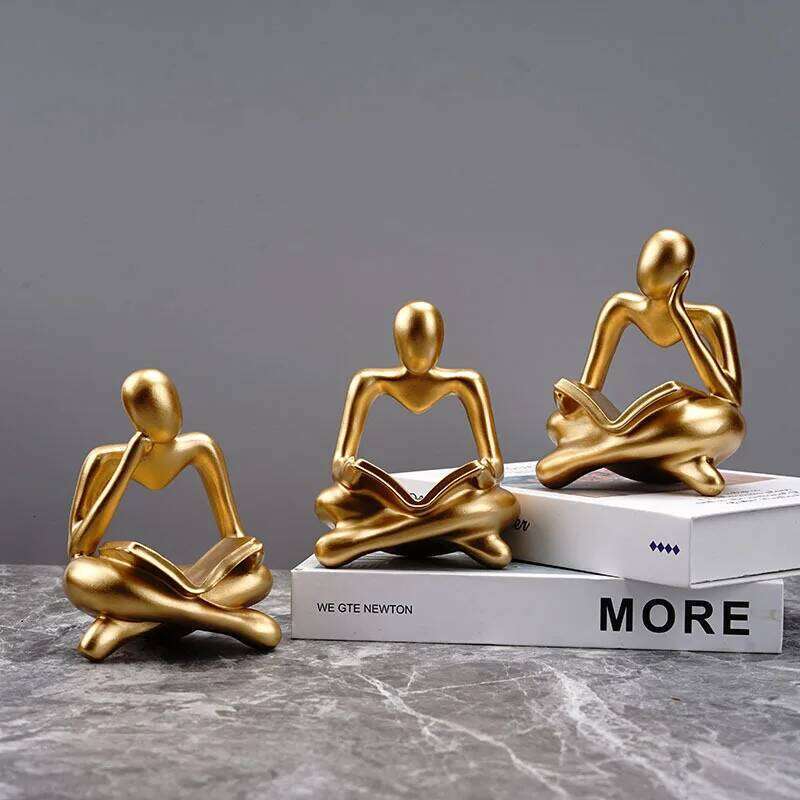 Vilead Nordic Abstract Reading Book Statue Resin Figurine Office Home Decoration Desktop Decor Handmade Crafts Sculpture Modern Y260202