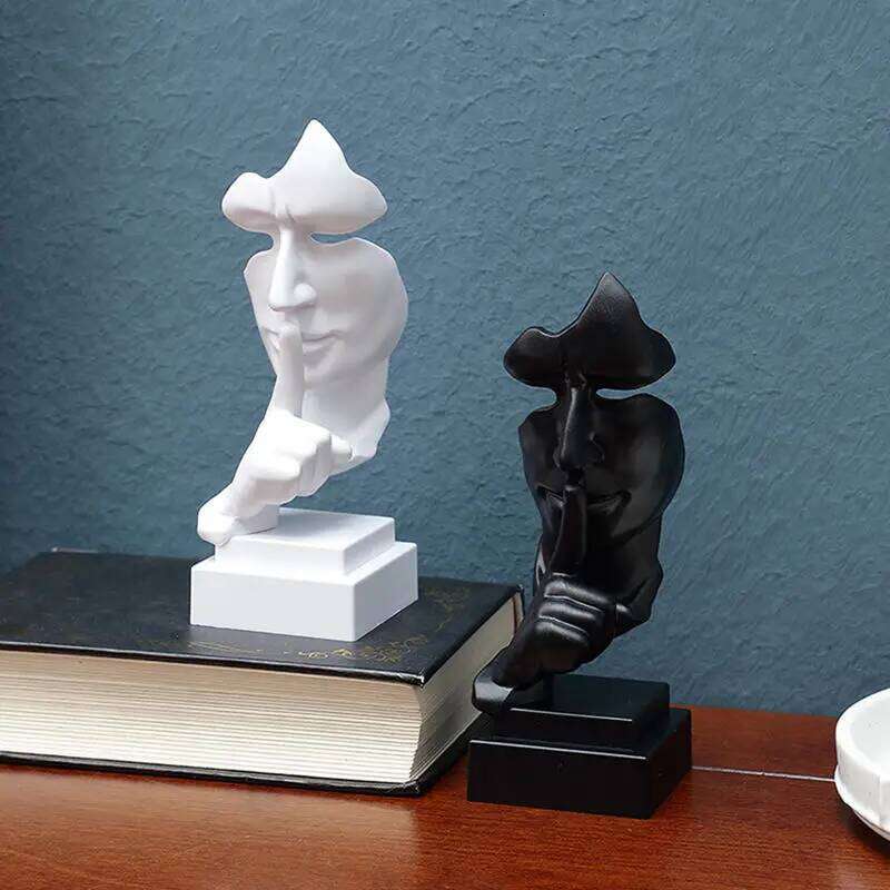 Creative Silence Abstract Art Statues Nordic Style Silent Face Mask Figure Figurine Home Office Interior Desktop Decorative Y260202