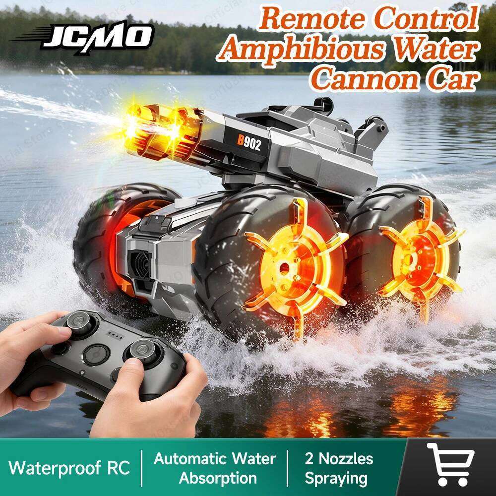 JCMO Control Water Gun Amphibious Dual-Nozzle Water-Shooting Cool Wheel LED Light RC Car with Waterproof Remote New Y260131