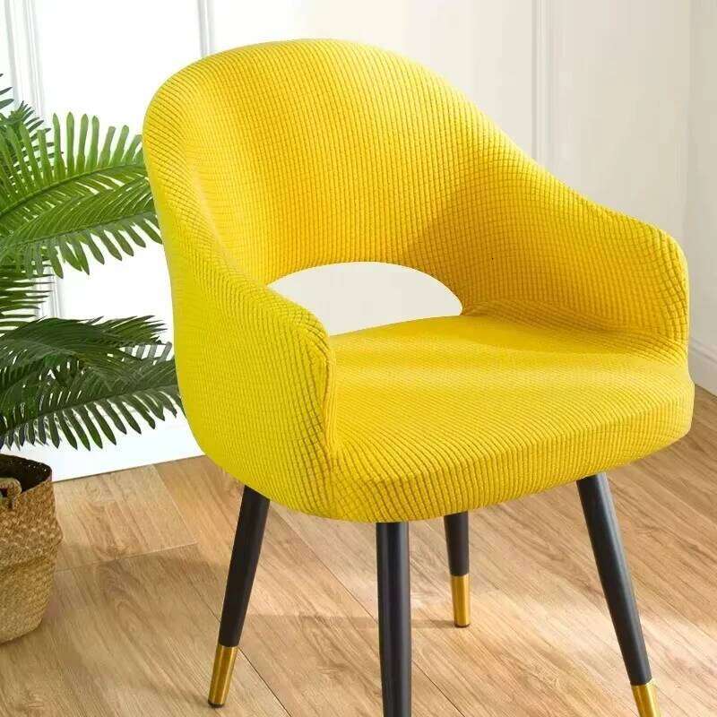 Universal Curved Hollow Back Jacquard Arc Armchair Dining Chair Covers Home Spandex Elastic Dustproof Cover 26Y0202