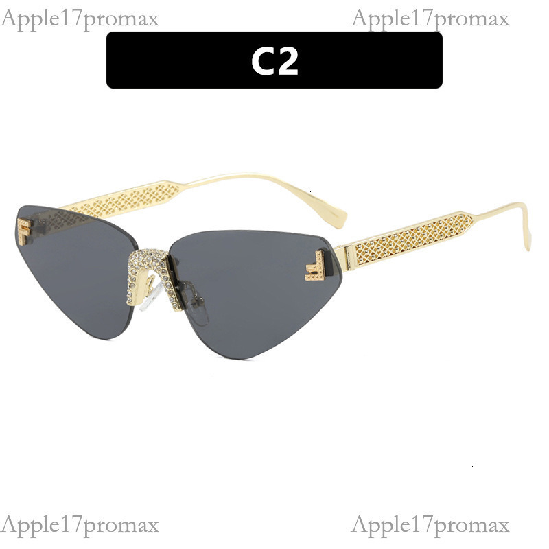 Luxury Brand Designer Kedun Letter F Frameless Diamond Triangle Cat Eye Sunglasses 2026 New Fashion Sunglasses European And American Street Style