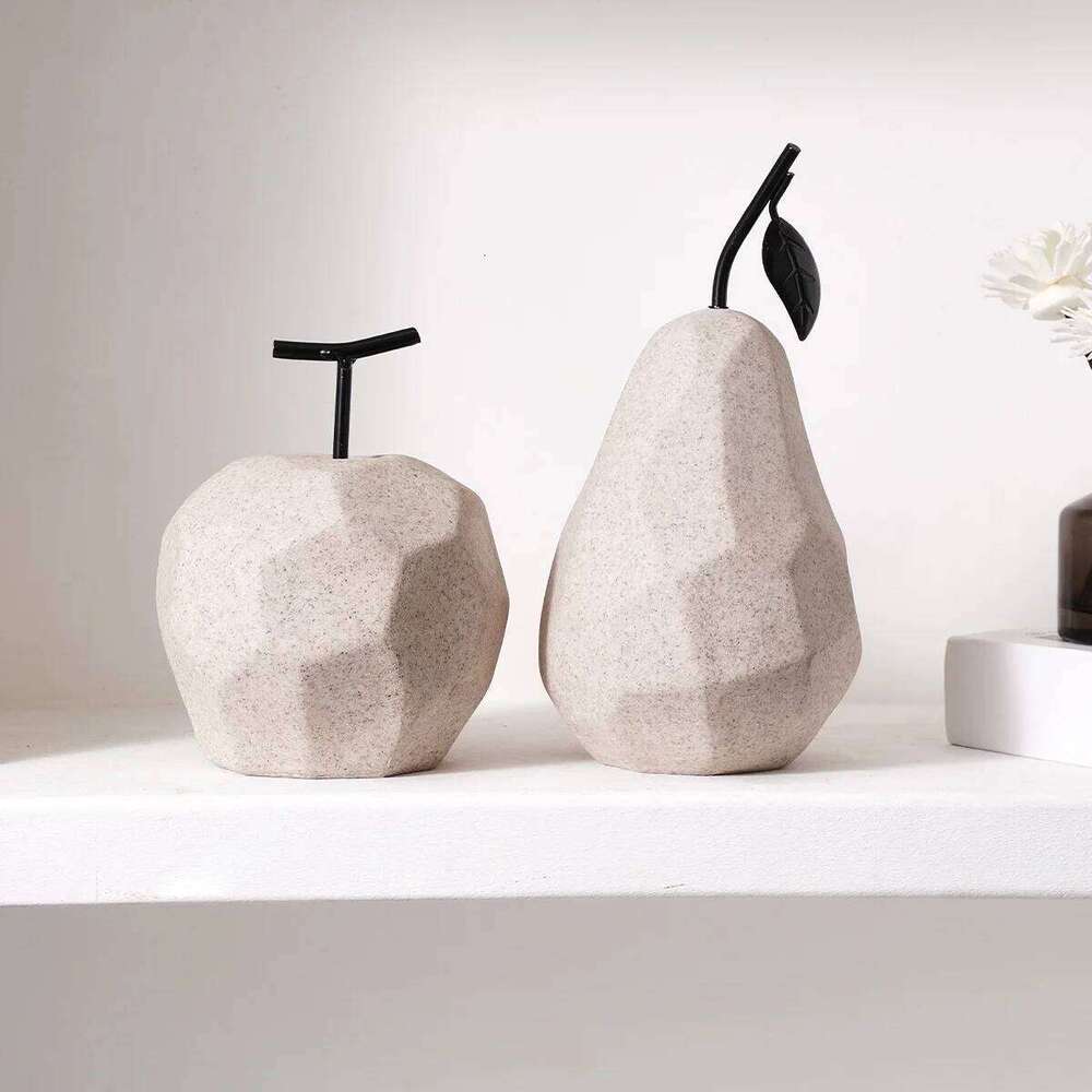 1PC, creative simple geometric apple and pear shaped resin decorative item, a festive home desktop display Y260202