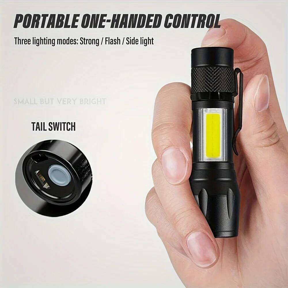 Mini LED COB+XPE Portable Torch USB Charging Camping Lantern Zoomable Focus Light Tactical Flashlight with Pen Clip H26013111