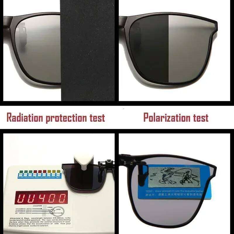 Polarized Clip On Sunglasses Men Photochromic Car Driver Goggles Night Vision Anti Glare Vintage Square Glasses Oculos H260202