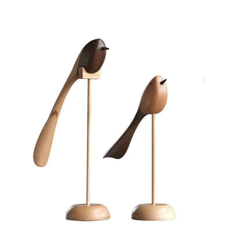 Danish ornaments jewelry carving wooden play Nordic style puppet Home Furnishing features wood bird Y260202