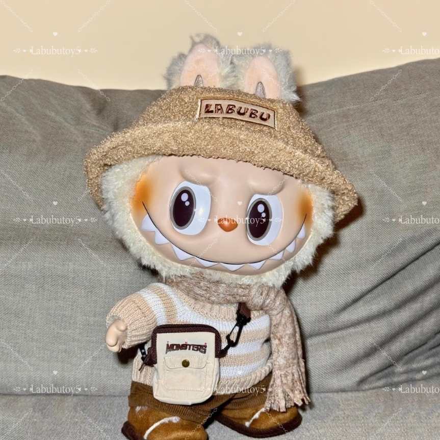 High Quality The MONSTERS 38 CM Big Labubu Doll DRESS BE LATTE Vinyl Plush Doll Action Figure Overalls Stuffed Toys Children Gifts yizhixing