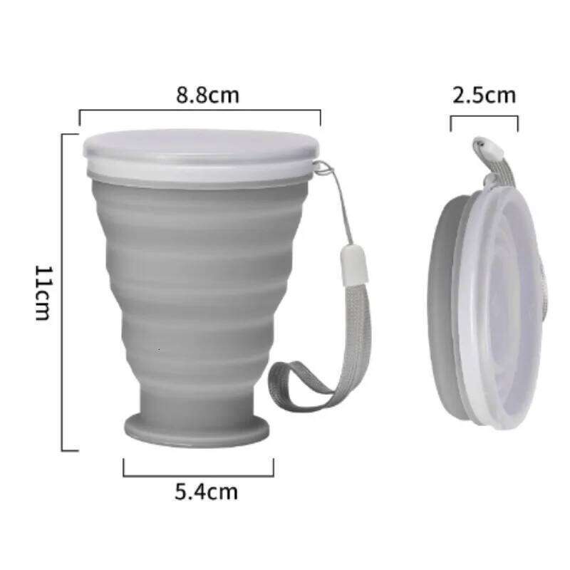 300ml Silicone Folding Mug - Leakproof Portable Travel Cup w/Carabiner for Camping/Sports/Coffee, Collapsible Tea Water Bottle Z260202