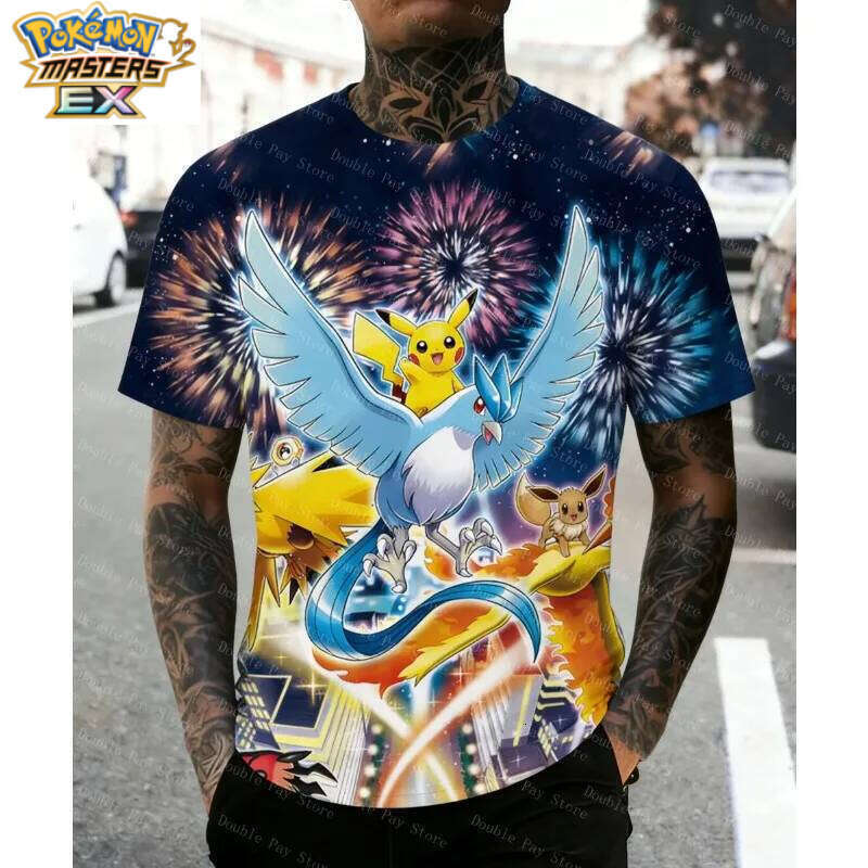2026 New Anime Chilren's Kids 3D T-shirts Boy's Pokemon Men's Shirts Short-sleeved Travel Parent Clothing L260131