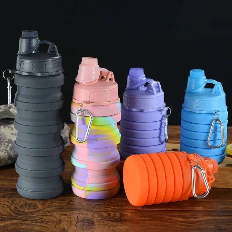 Outdoors Folding with Hanging Hole Creative Water Cup Portable Washing Fashion Travel Sport Silicone Cups Z260202