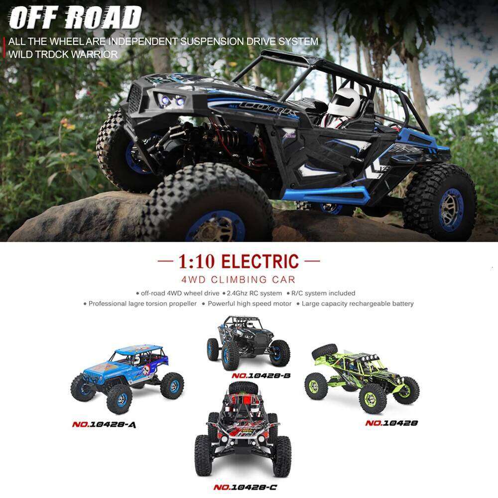 Children's Toy Hot WLtoys 10428 RC Car 45CM 2.4G 1:10 Scale Double Speed Remote Radio Control Electric Wild Track Warrior Y260131