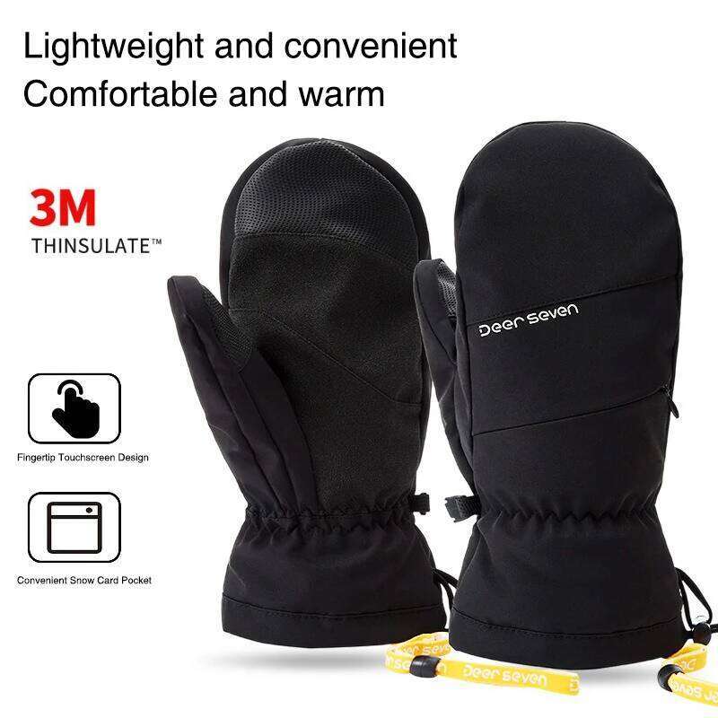 Touchscreen Snowboard Mittens for Men & Women - Thickened Insulated Waterproof Outdoor Ski Gloves Student Suitable XJ260202