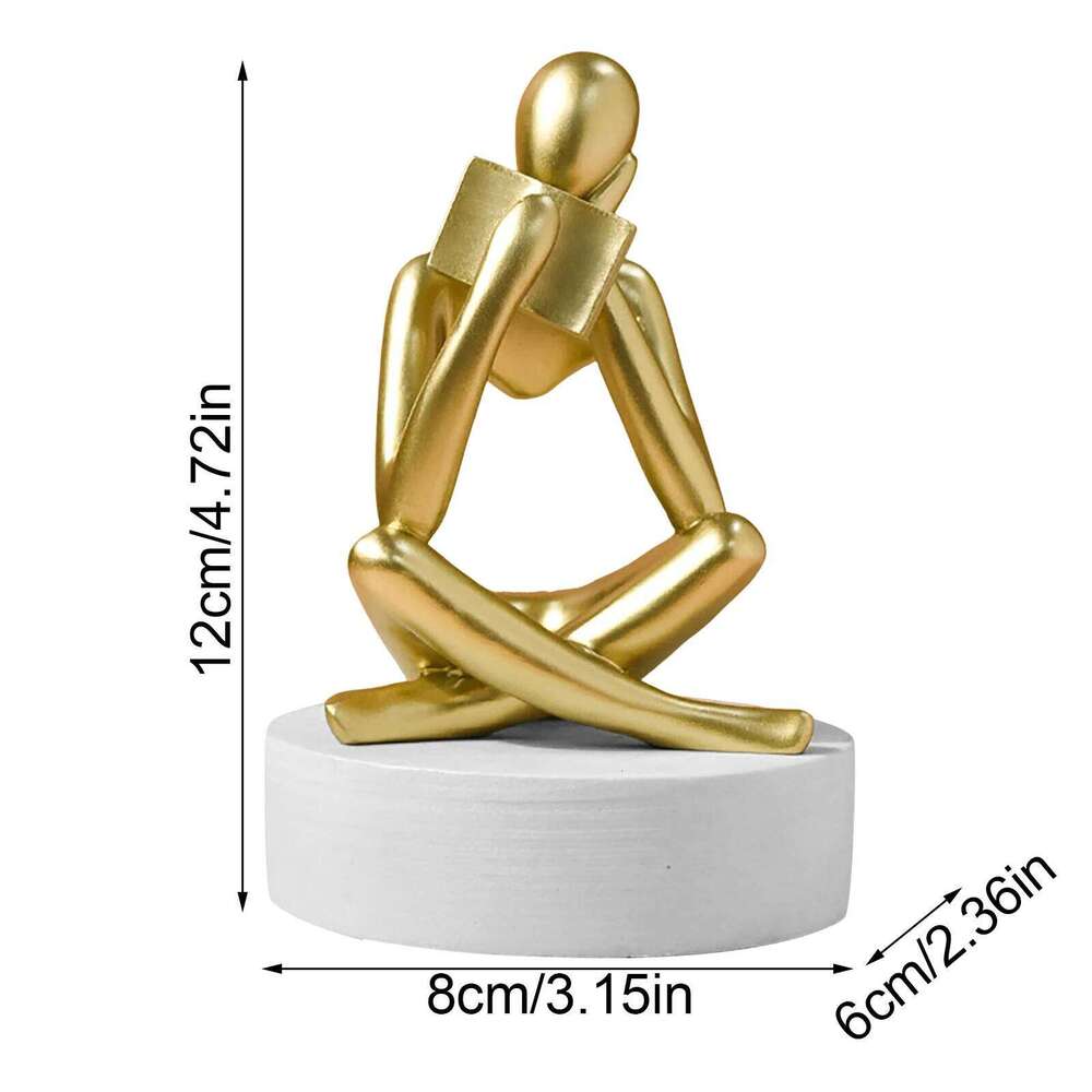Thinker Reading Statues For Home Modern Shelf Abstract Sculptures Bookshelf Decor Resin Christmas Ornament Snowflake Y260202