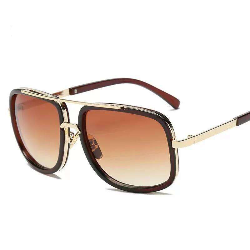 New Fashion Cool Men Driving Goggle Summer Style Gradient Brown Sunglasses Vintage Pilot Sun Glasses UV400 Oculos De Sol H260202