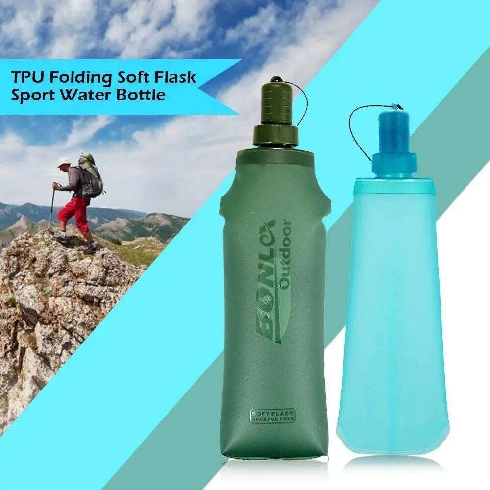 Outdoor 250/500ml Soft Flask Collapsible Wide Mouth Sport Bottle Bite Valve Lightweight Water Bag Hiking Bicycle Z260202
