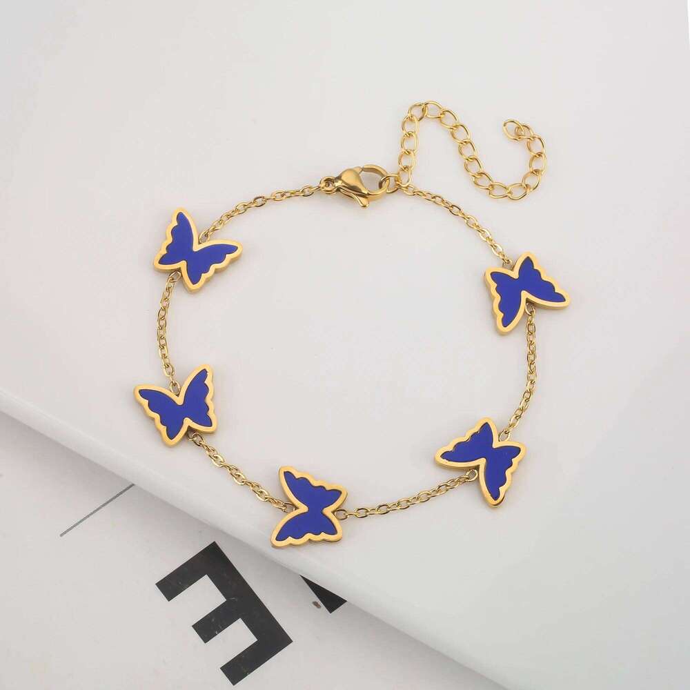 18K Plated Five-Leaf Clover Link White Black Blue Gold Red Green Lucky Bracelets Jewelry Gifts Trendy For Women H260202