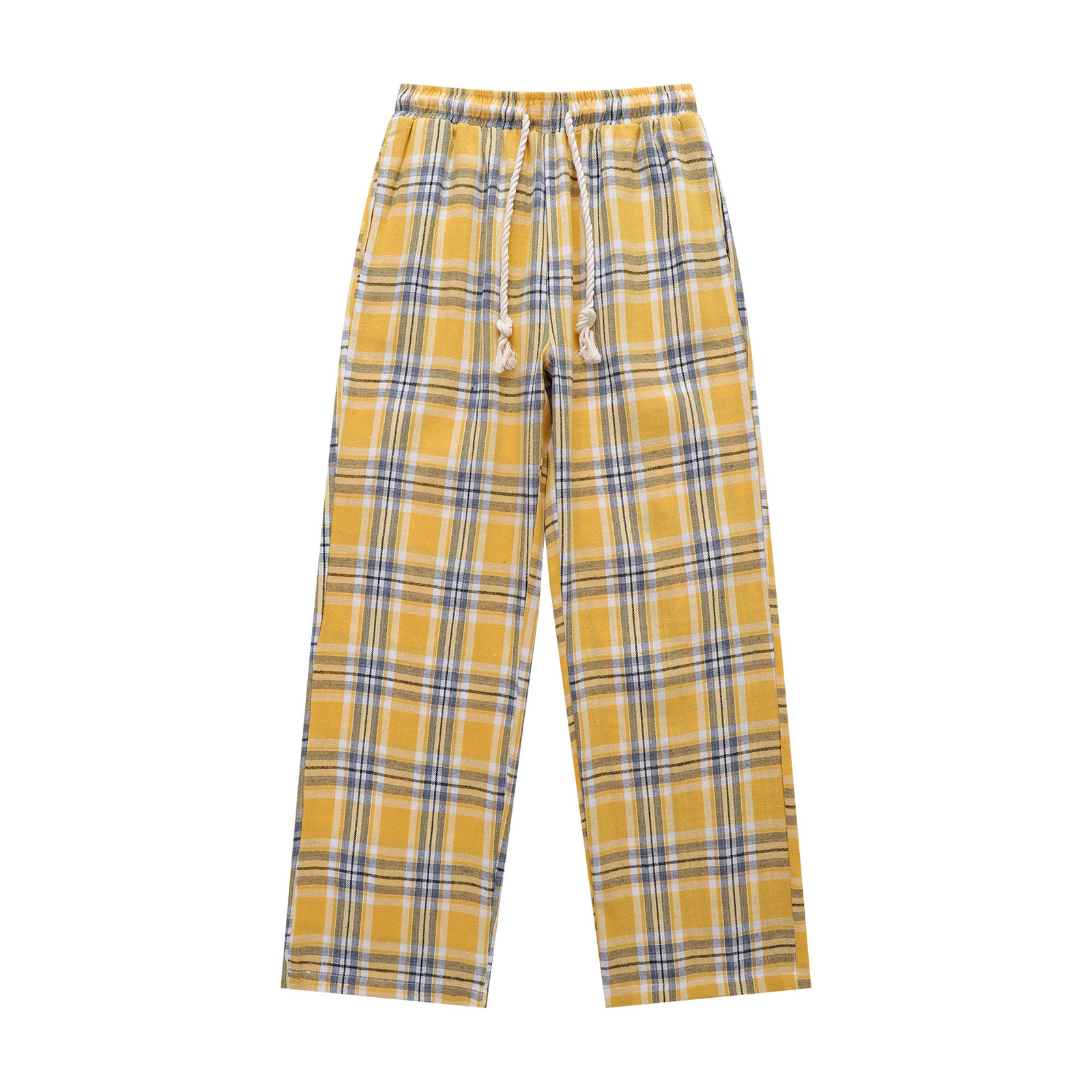 American Style Drawstring Wide Leg Plaid Casual Pants Men and Women Autumn Plaid Sweatpants 251129