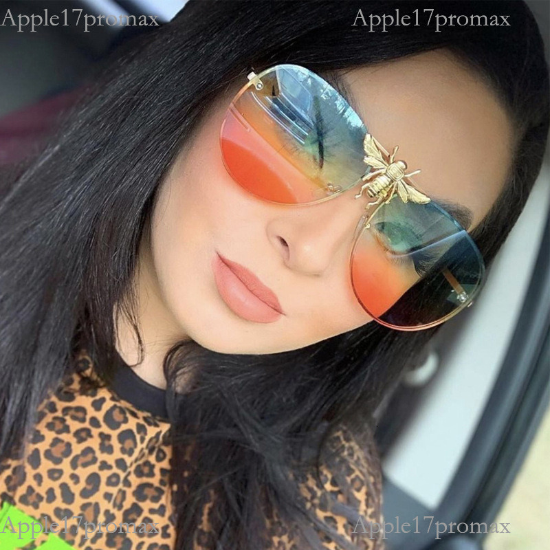 Luxury Brand Designer American European Bee Toad Mirror Fashion Sunglasses Metal Retro Style Large Frame For Outdoor And Beach Use
