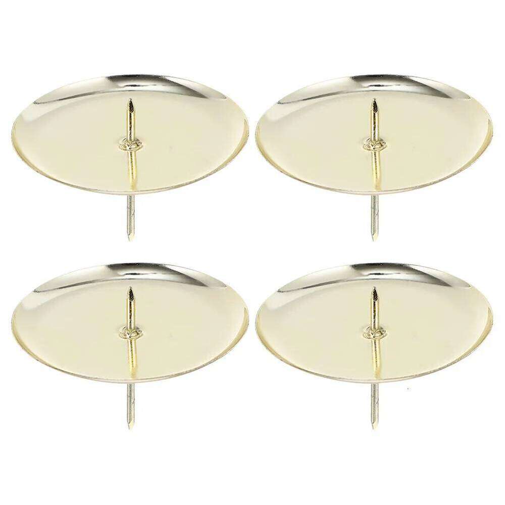 4pcs Glossy Metal Holder Round Pillar Stand for Wedding Home Decor Tea Light Fixing Plate Modern Table Ornament Y260131