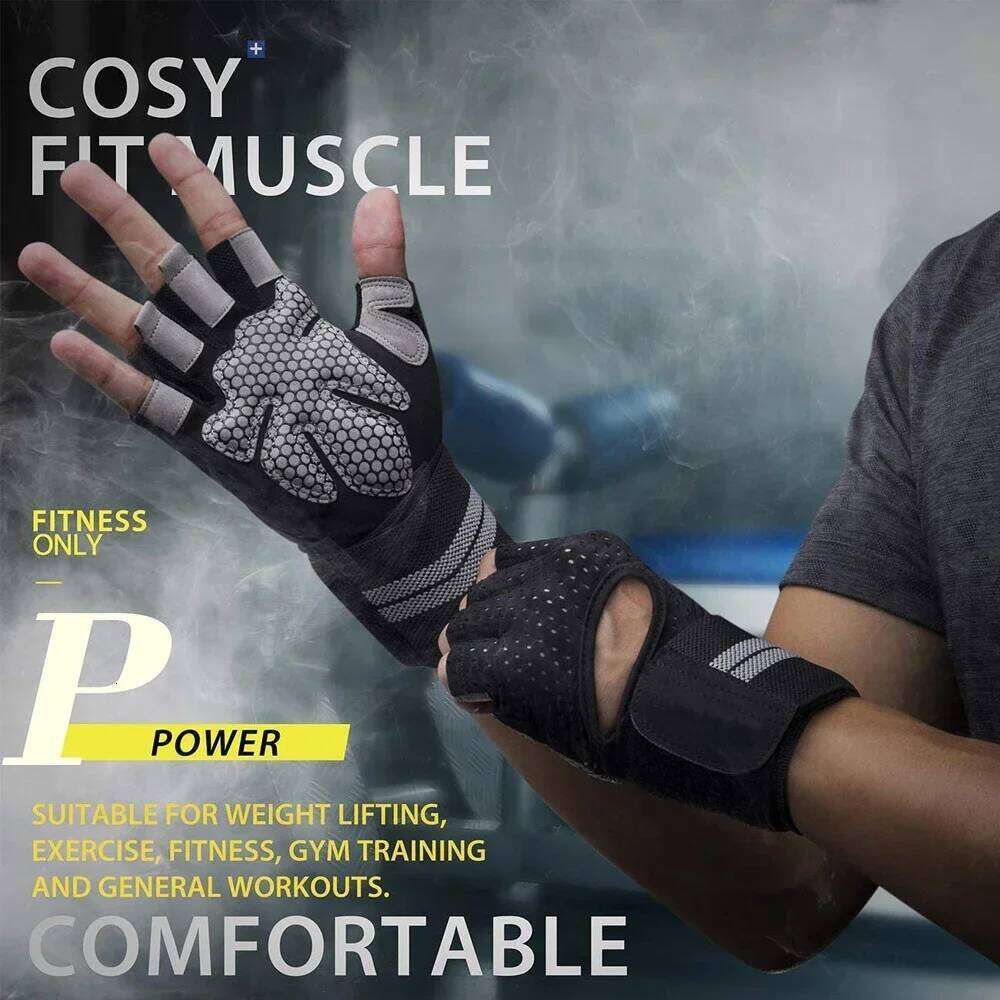 Weightlifting with Wrist Support for Heavy Exercise Body Building Gym Training Fitness Handschuhe Workout Crossfit Gloves XJ260202